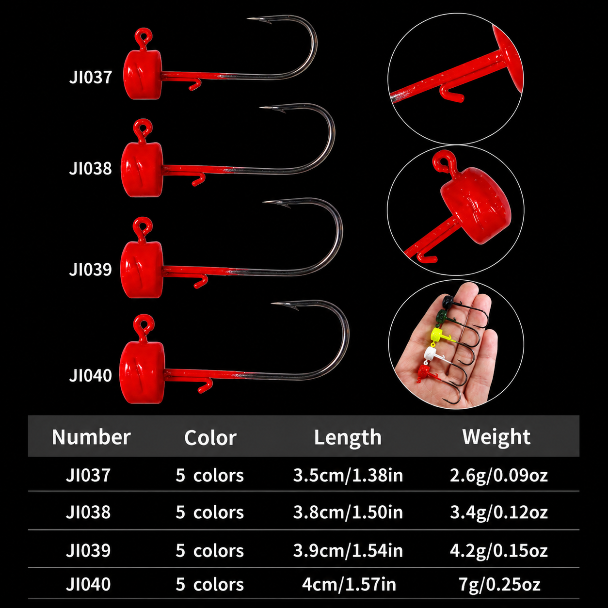Mushroom Jig Hook Set — 5 Pack