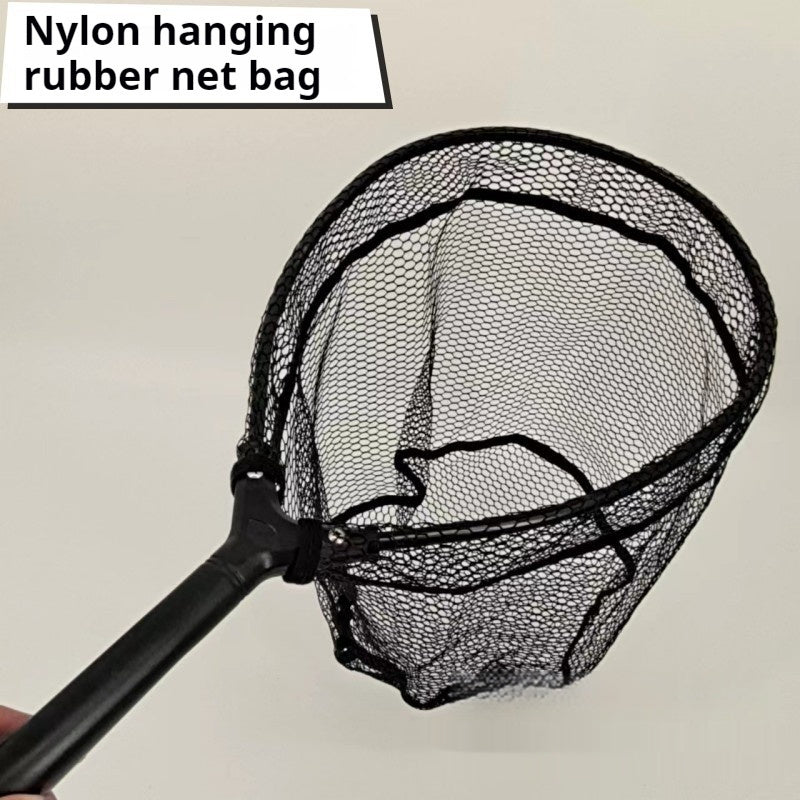 Compact fishing dip net held for scale