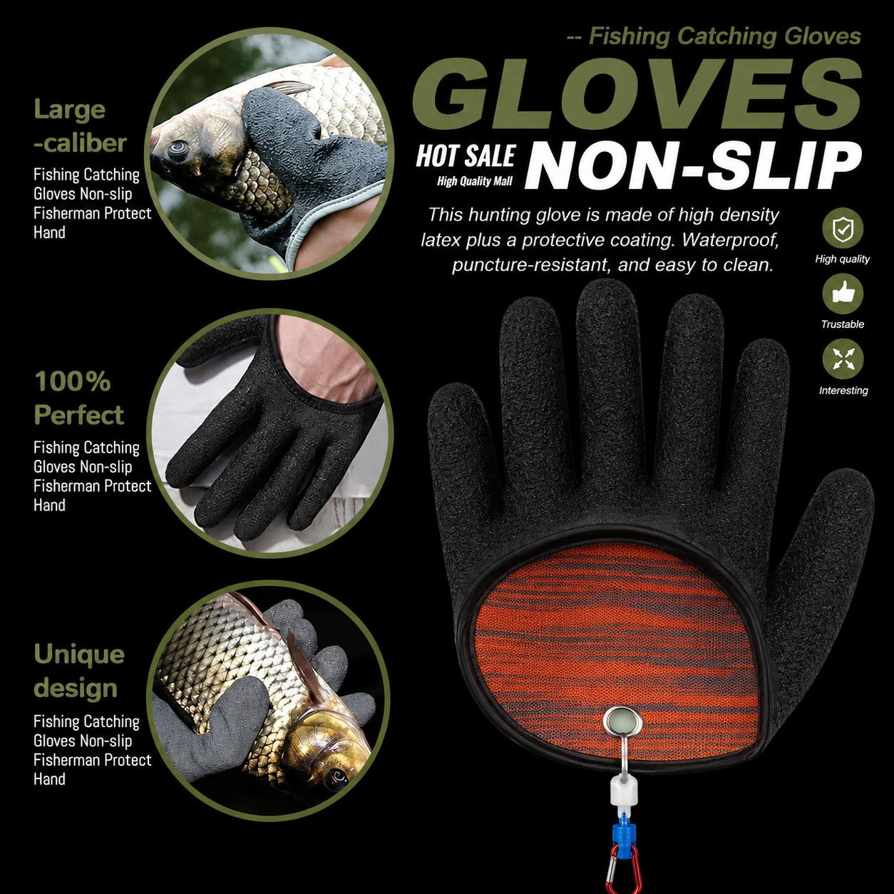 Anti-Slip Fishing Gloves — Cut & Puncture Resistant