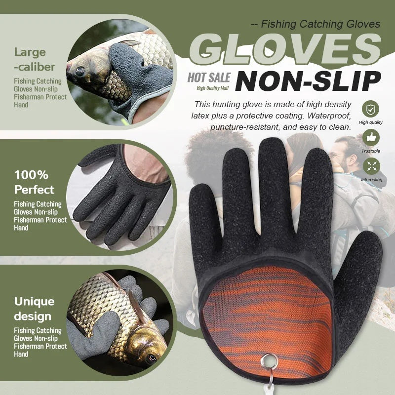 Waterproof fishing gloves close-up