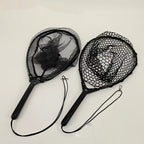 Portable fishing dip net with aluminum alloy handle and black mesh