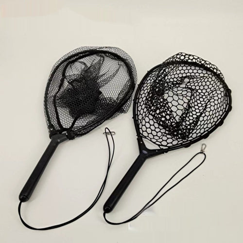 Portable fishing dip net with aluminum alloy handle and black mesh