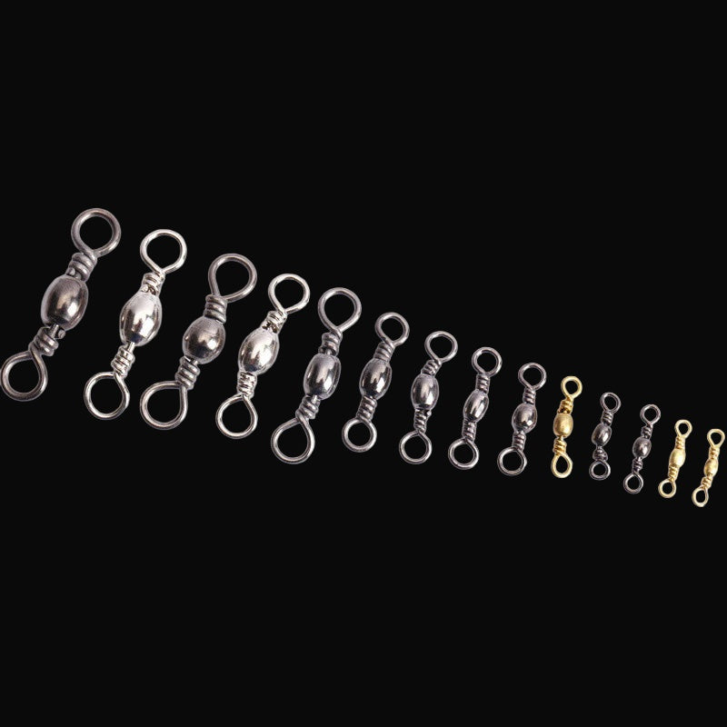Driftline Stainless Steel Fishing Swivels size range on dark studio background