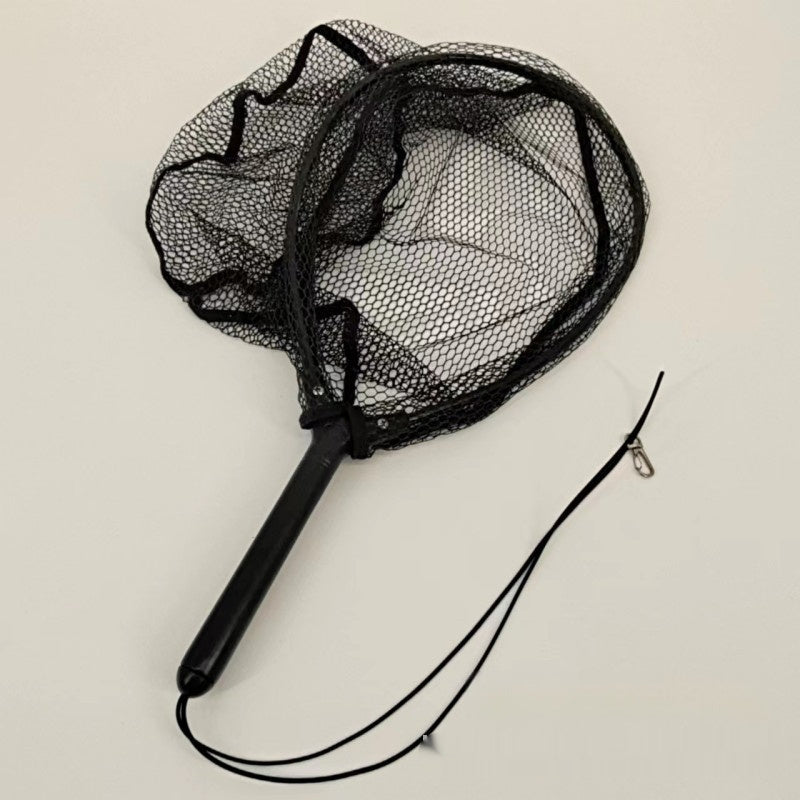 Fishing landing net showing rubber-hung mesh detail