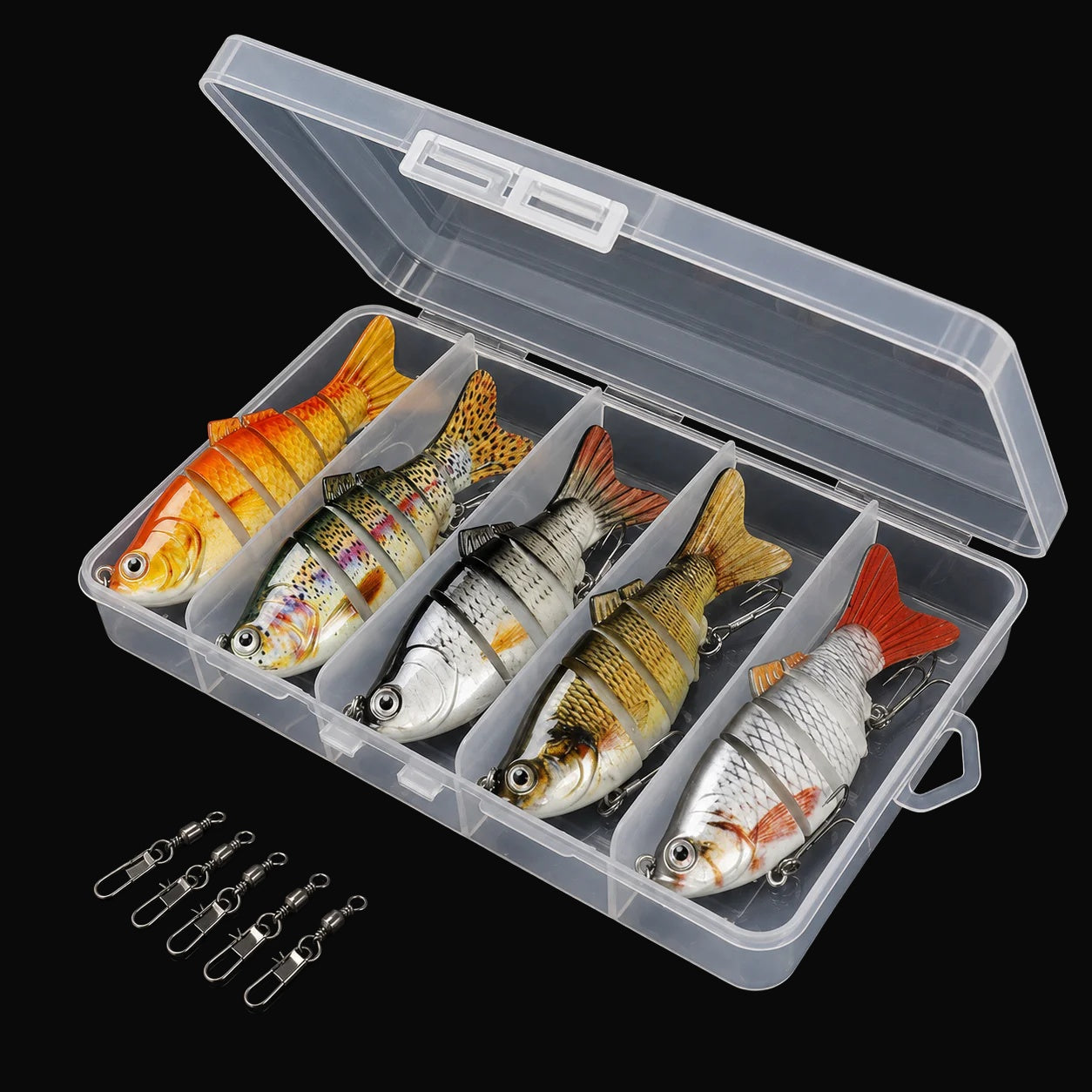 Driftline 5-Piece Hard Bait Lure Set with box on dark studio background