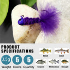 Driftline marabou feather jig heads — 3.5g weighted lures for slow-fall finesse jigging