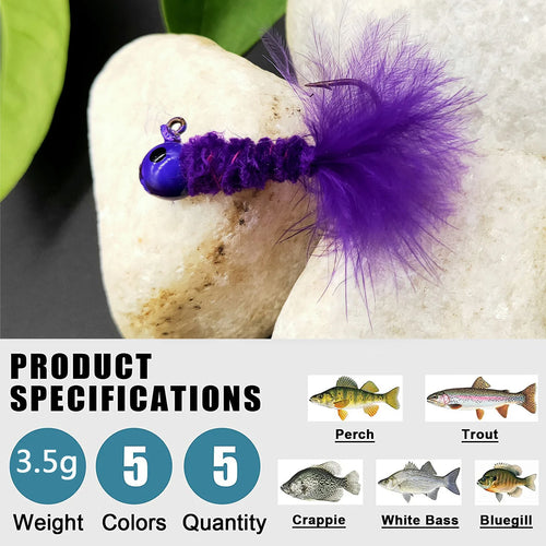 Driftline marabou feather jig heads — 3.5g weighted lures for slow-fall finesse jigging