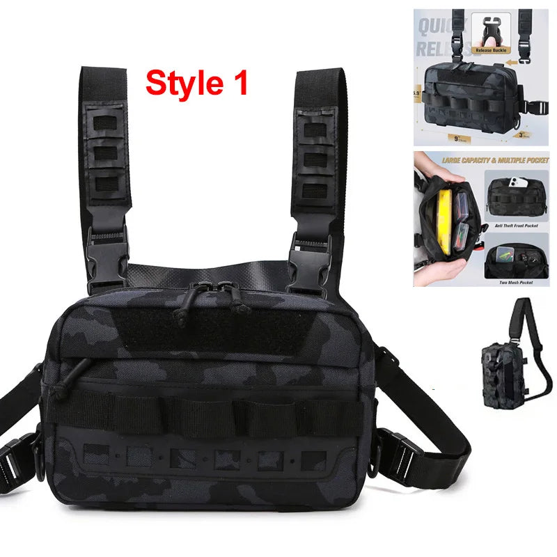 Fishing Vest Bag Men's Camo Fishing Lures Utility Tackle Chest Bags Waist Pack Outdoor Mountaineering Camping Hiking Hunting