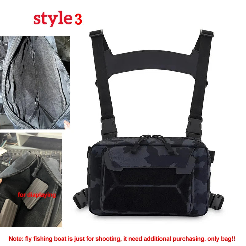 Fishing Vest Bag Men's Camo Fishing Lures Utility Tackle Chest Bags Waist Pack Outdoor Mountaineering Camping Hiking Hunting