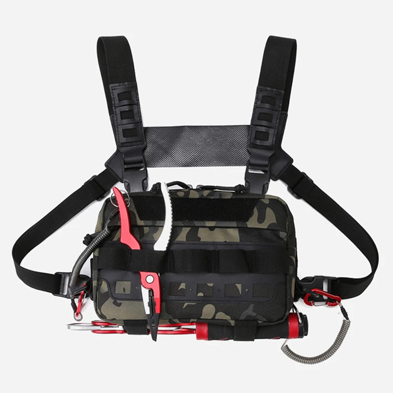 Fishing Vest Bag Men's Camo Fishing Lures Utility Tackle Chest Bags Waist Pack Outdoor Mountaineering Camping Hiking Hunting