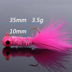 Driftline Feather Jig Head Lure Kit package contents — 5 feather-tipped metal jig hooks