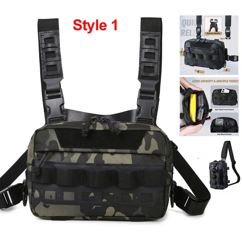 Fishing Vest Bag Men's Camo Fishing Lures Utility Tackle Chest Bags Waist Pack Outdoor Mountaineering Camping Hiking Hunting