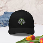 Driftline Outdoors trucker hat in moss and khaki